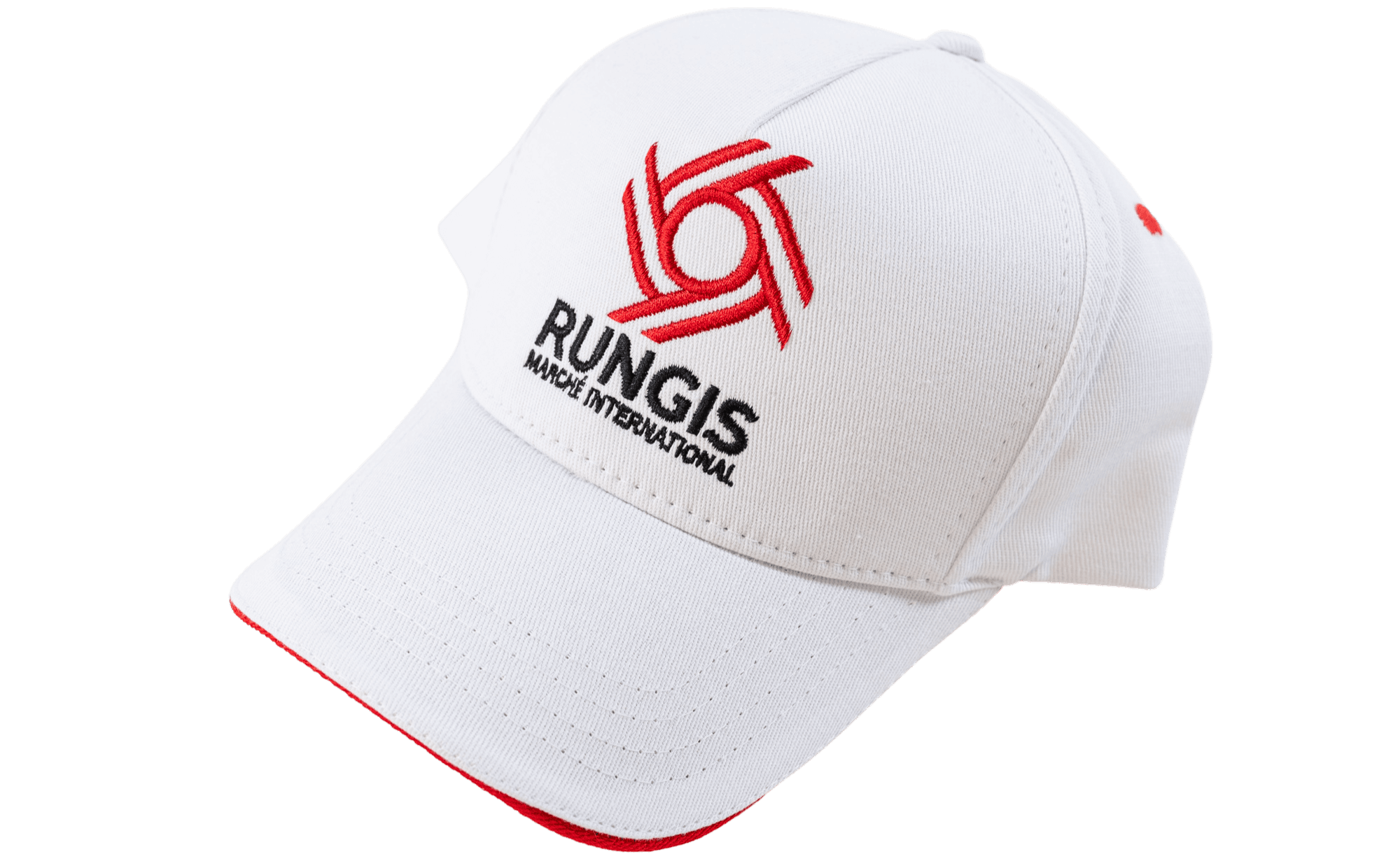 Image illustrant une casquette blanche avec logo rungis 
